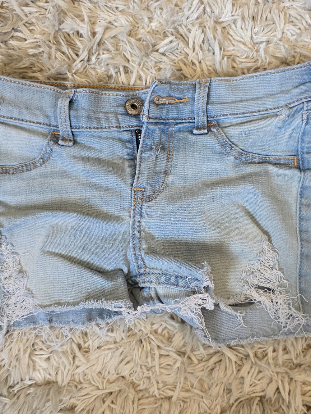 abercrombie kids Light Blue Distressed Denim Shorts